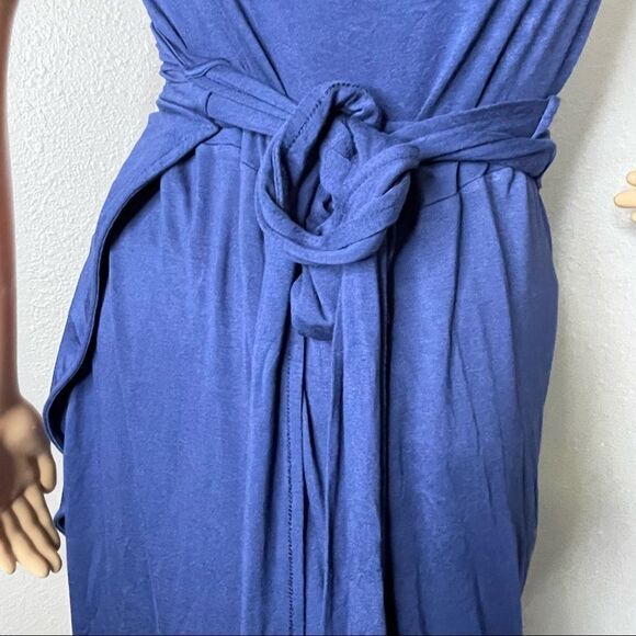 Gap Wrap Dress Spaghetti Strap Blue Maxi Size Medium Petite - Picture 7 of 8